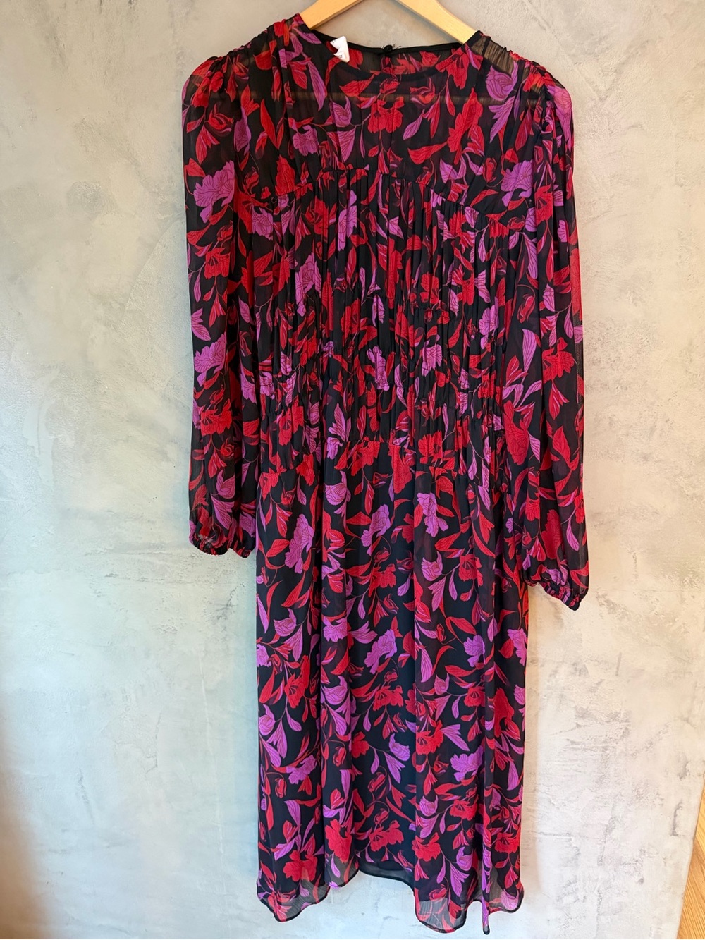 Mango Floral Chiffon Midi Dress (US size 6, EU size M)